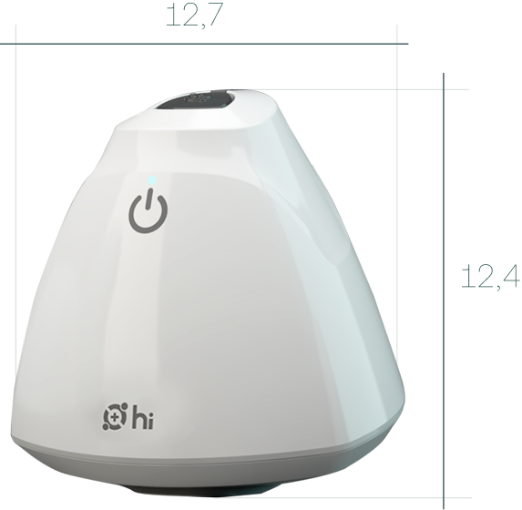 Dimensões do Hilab Flow: 12,7 cm de largura por 12,4 cm de altura
