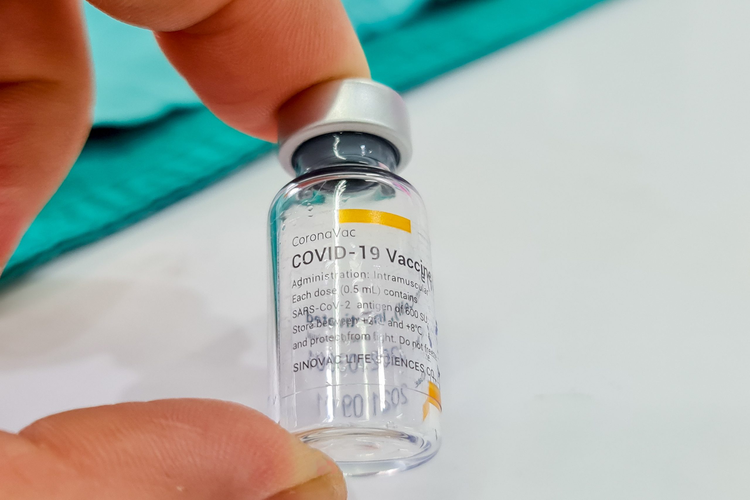 Frasco da vacina CoronaVac